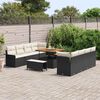 vidaXL Conjunto de Sof&aacute; de Jardim 11 pcs Preto vime PE
