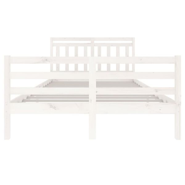 vidaXL Estrutura de cama 140x200 cm madeira maciça branco