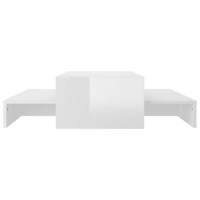 vidaXL Conjunto de mesas de centro 100x100x26,5 cm branco brilhante