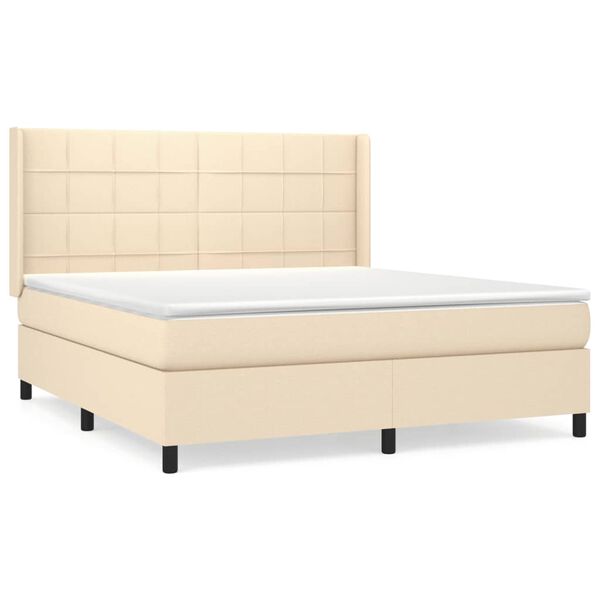 vidaXL Cama com molas/colch&atilde;o 160x200 cm tecido cor creme