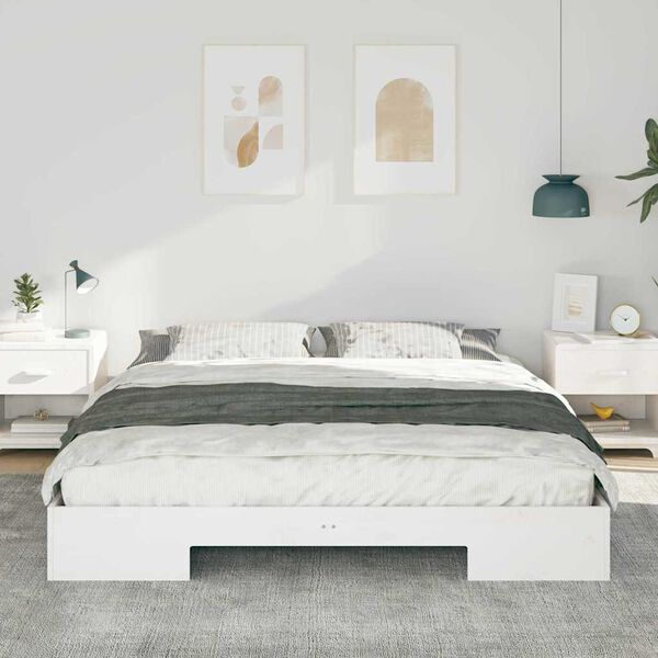 vidaXL Estrutura de cama de chão com armazenamento Branco 200 x 200 cm