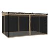 vidaXL Gazebo com paredes de malha 4x3 m a&ccedil;o cinzento-acastanhado