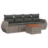 vidaXL 5 pcs conjunto sof&aacute;s de jardim c/ almofad&otilde;es vime PE cinzento