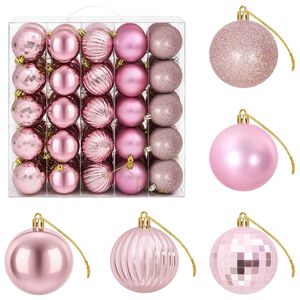 vidaXL Conjunto de Bolas de Natal 75 unid. Rosa 6 cm Poliestireno