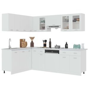 vidaXL 11 pcs conjunto arm&aacute;rios de cozinha derivados de madeira Lyon branco