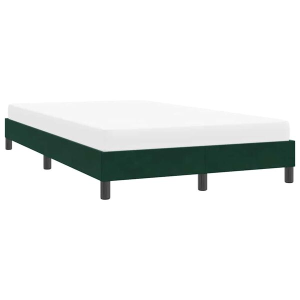vidaXL Estrutura de cama sem colch&atilde;o 120x220 cm veludo verde-escuro