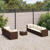 vidaXL 8 pcs conjunto lounge jardim c/ almofad&otilde;es vime PE castanho