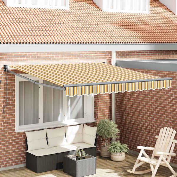 vidaXL Toldo Riscas Manual Multicolor 3 x 2,5 m Poli&eacute;ster e metal