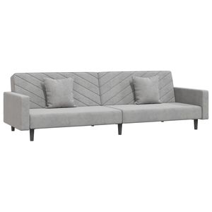 vidaXL Sof&aacute;-cama 2 lugares com duas almofadas veludo cinzento-claro