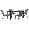 vidaXL Conjunto de Jantar para Jardim 5 pcs Cinza e Preto