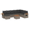 vidaXL 9 pcs conjunto sof&aacute;s p/ jardim com almofad&otilde;es vime PE cinzento