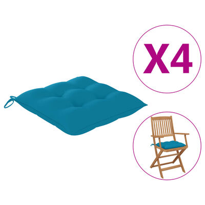 vidaXL Almofadas para cadeiras 4 pcs 40x40x8 cm azul