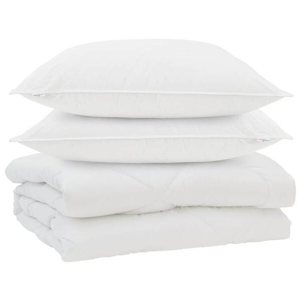 vidaXL Edred&atilde;o com travesseiro 3 pcs Branco Microfibra