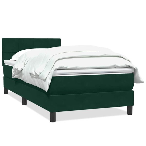vidaXL Cama com molas/colch&atilde;o verde-escuro 80x220 cm veludo