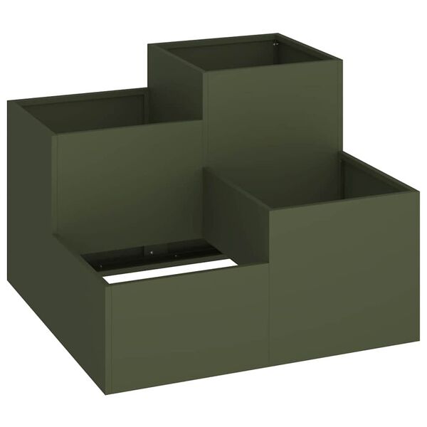 vidaXL Vaso de Jardim Verde-oliva 80 x 80 x 60 cm A&ccedil;o