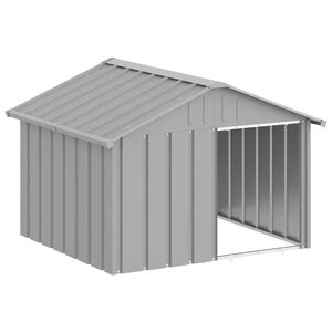 vidaXL Casota para c&atilde;es 116,5x103x81,5 cm a&ccedil;o galvanizado cinzento