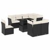 vidaXL 9 pcs conjunto de sof&aacute;s p/ jardim c/ almofad&otilde;es vime PE preto