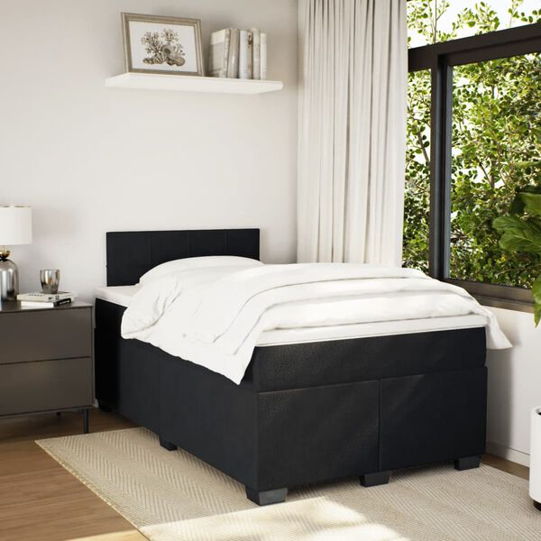 vidaXL Cama boxspring com colch&atilde;o 120x190 cm veludo preto