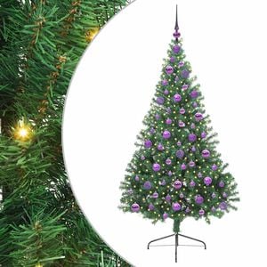 vidaXL &Aacute;rvore de Natal Artificial Pr&eacute;-iluminada Verde 180 cm PVC