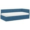 vidaXL Estrutura de Cama de Canto com Colch&atilde;o 2 pcs Azul Veludo
