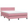 vidaXL Cama com molas/colch&atilde;o 160x220 cm veludo rosa