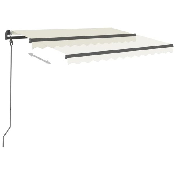 vidaXL Toldo retr&aacute;til manual com postes 3x2,5 m cor creme