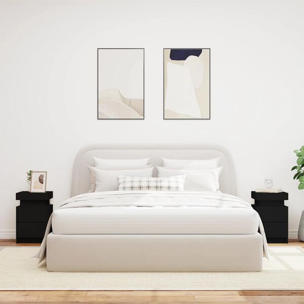 vidaXL Mesas de cabeceira com luzes LED 2 pcs 35x39x55 cm preto