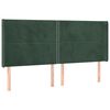 vidaXL Cabeceira de cama c/ LED veludo 183x16x118/128 cm verde-escuro