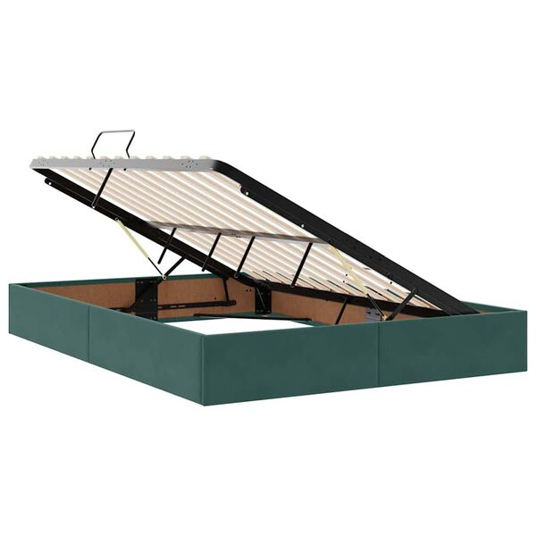 vidaXL Cama com arruma&ccedil;&atilde;o e LED Verde Escuro 140 x 190 cm Veludo