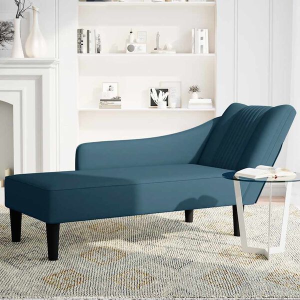vidaXL Chaise-longue com apoio de bra&ccedil;o direito veludo azul
