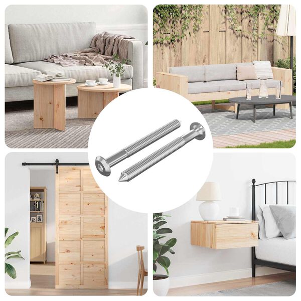 vidaXL Parafusos para M&oacute;veis 2 pcs Prateado M6 x 60 mm A&ccedil;o