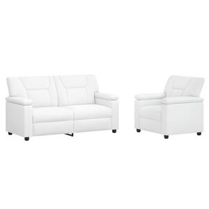 vidaXL Conjunto de Sof&aacute;s 2 pcs Branco Couro Sint&eacute;tico