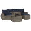 vidaXL Conjunto de sof&aacute; de jardim com 6 pe&ccedil;as e almofadas em rattan sint&eacute;tico cinza