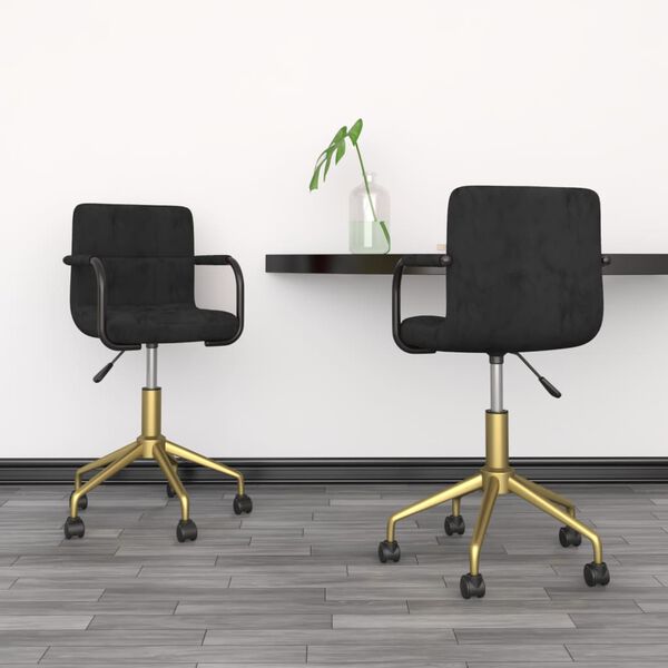 vidaXL Cadeiras de jantar girat&oacute;rias 2 pcs veludo preto
