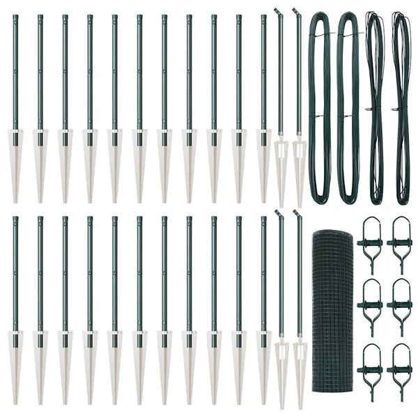 vidaXL Poste de Cerca Verde 50 x 0,5 m (malha de 12 x 12 mm) A&ccedil;o e PVC