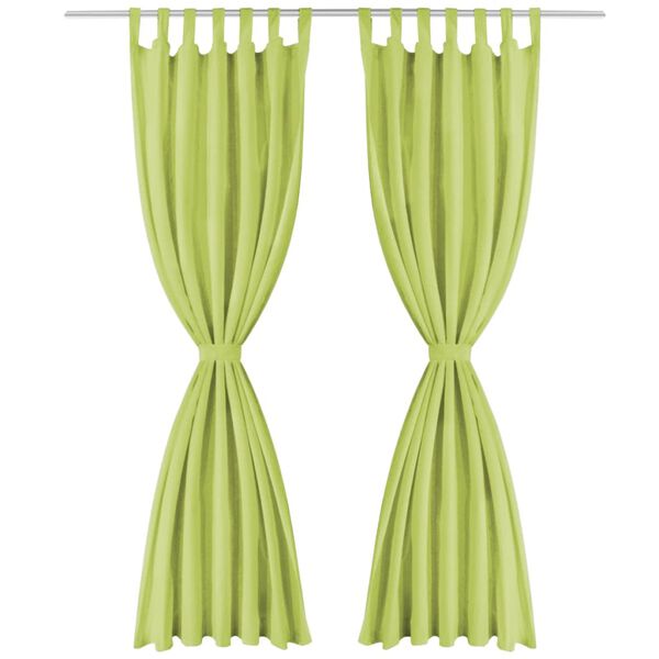 vidaXL Cortinas de cetim com presilhas 2 pcs 140x245 cm verde