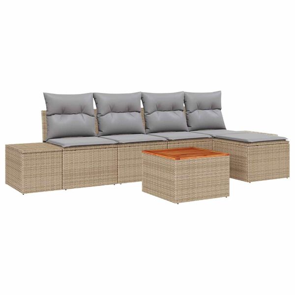 vidaXL Conjunto de Sofá de Jardim 6 pcs Bege Rattan Sintético