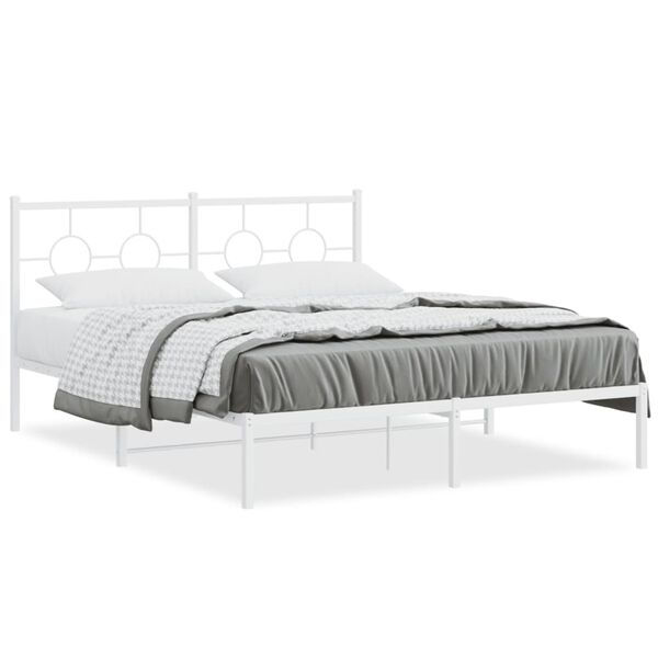 vidaXL Estrutura de cama com cabeceira 160x200 cm metal branco