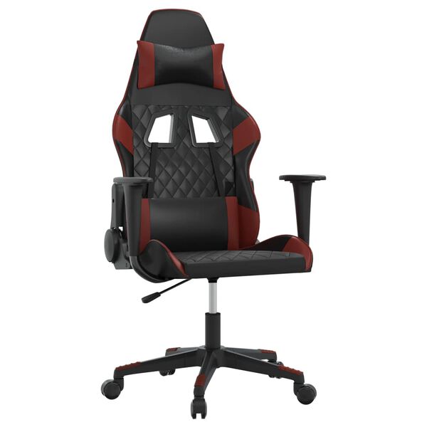vidaXL Cadeira gaming couro artificial preto e vermelho tinto