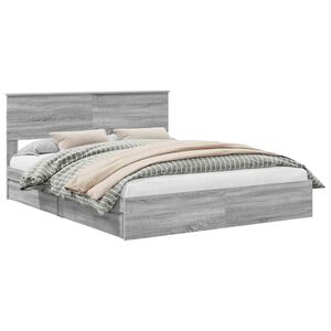 vidaXL Cama com Armazenamento com cabeceira Cinza Sonoma 160 x 200 cm