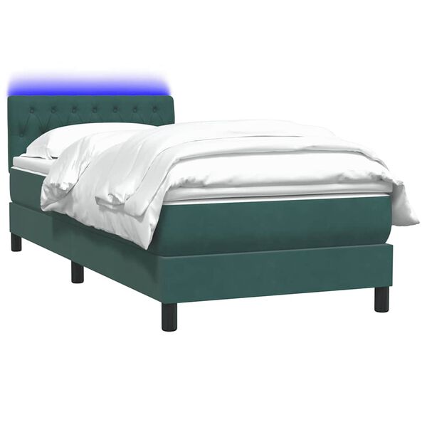 vidaXL Cama com molas/colch&atilde;o verde-escuro 80x210 cm veludo
