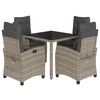 vidaXL 5 pcs conjunto de jantar p/ jardim c/ almofad&otilde;es vime PE cinza