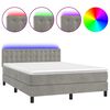 vidaXL Cama box spring c/ colch&atilde;o/LED 140x200 cm veludo cinzento-claro