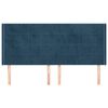 vidaXL Cabeceira cama c/ abas veludo 183x16x118/128 cm azul-escuro