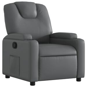 vidaXL Poltrona reclin&aacute;vel couro artificial cinzento