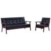 vidaXL Conjunto de sof&aacute;s 2 pcs couro artificial preto