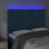 vidaXL Cabeceira cama c/ luzes LED veludo 144x7x118/128cm azul-escuro