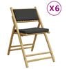 vidaXL 6pcs cadeiras bistr&ocirc; dobr&aacute;veis c/ almofad&otilde;es cinza escuro bambu