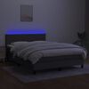 vidaXL Cama box spring c/ colchão e LED 140x190 cm tecido cinza-escuro