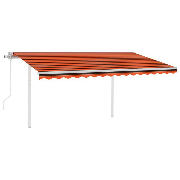 vidaXL Toldo retr&aacute;til autom&aacute;tico com postes 4x3 m laranja e castanho